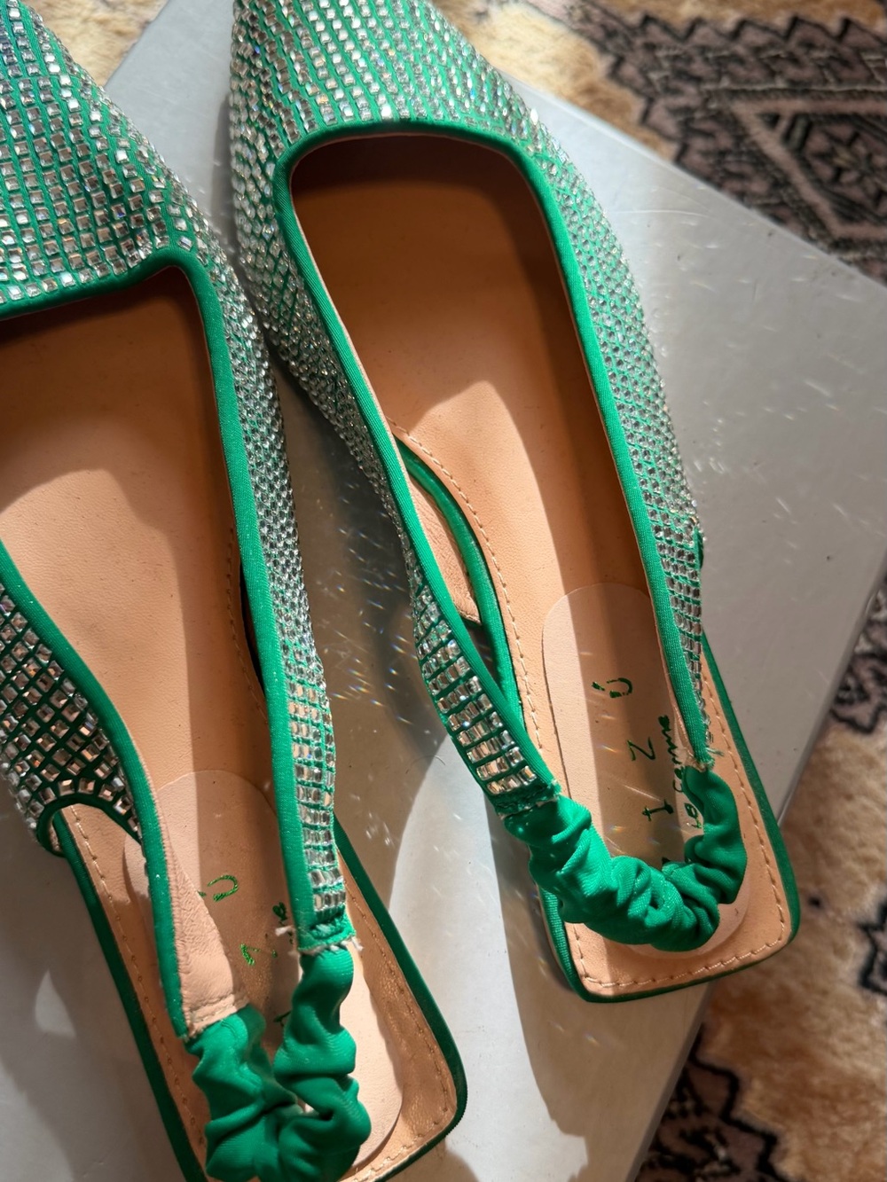 Embellished Green Slingback Flats by - Picture 6 of 9